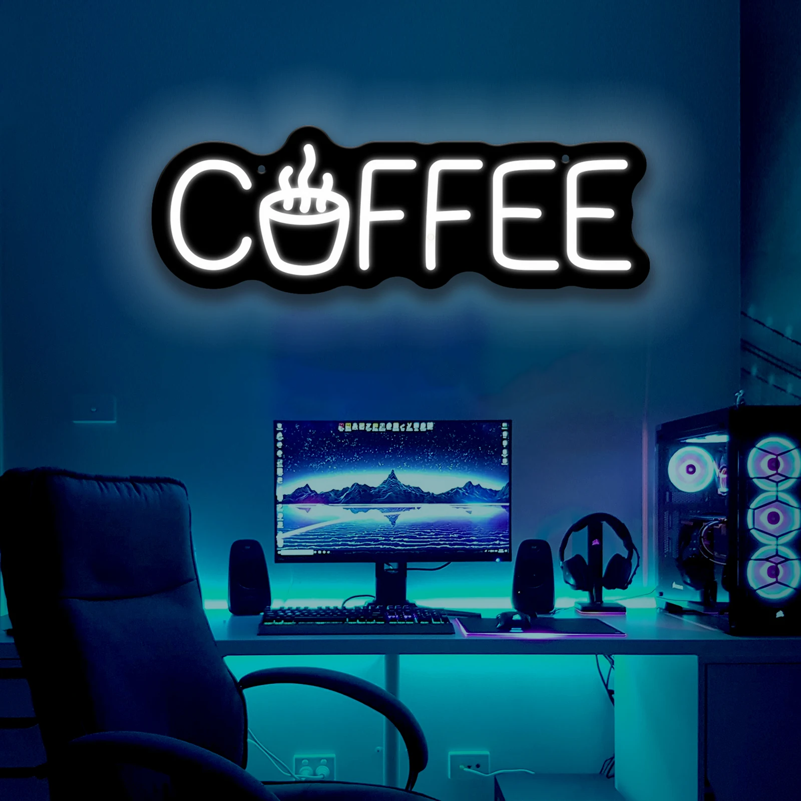 القهوة النيون تسجيل USB عكس الضوء فنجان القهوة LED النيون تسجيل للمقهى بار المنزل مكتب الاستقبال الأعمال جدار ديكور هدية مفتوحة