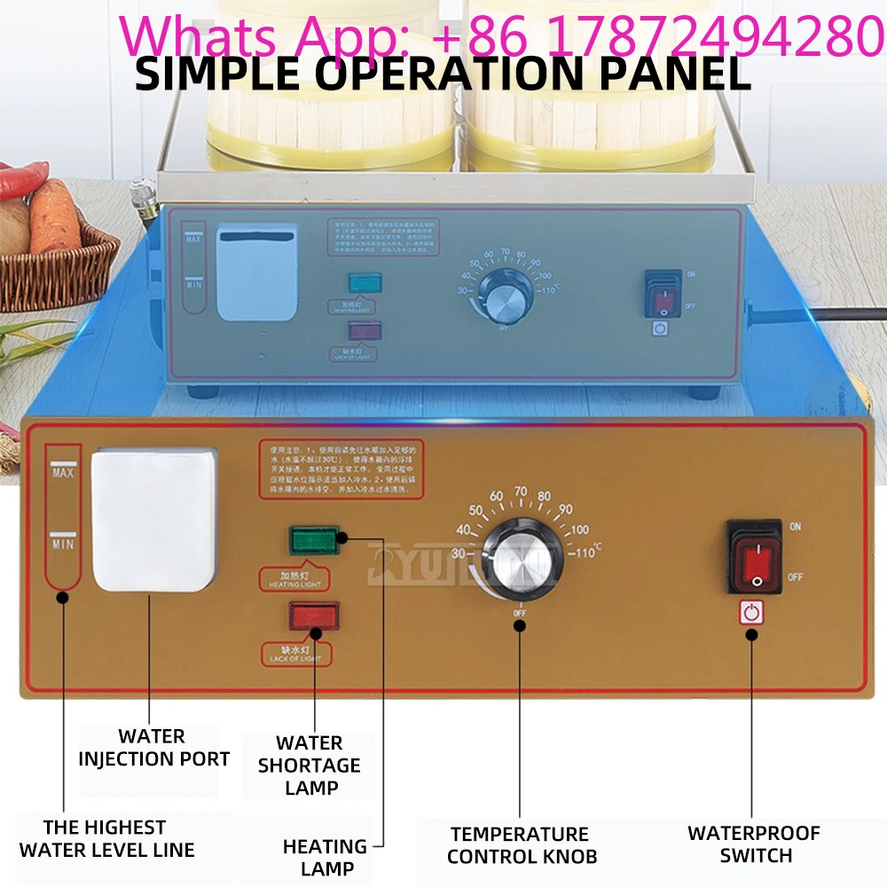 Kitchen 4-Hole Electric Steamer Desktop Electric Steaming Furnace Efficient Steaming Vaporera Electrica De Cocina