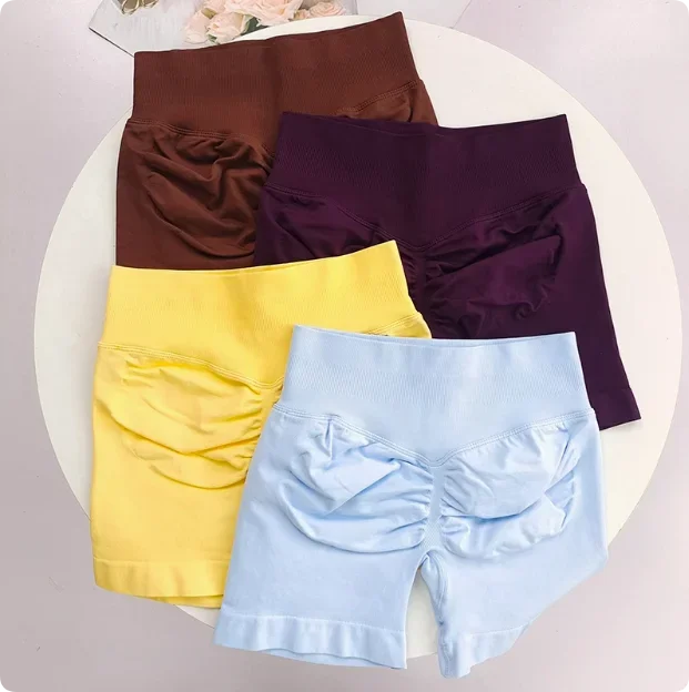 Women's high-waisted yoga pants fitness pants summer new high-elastic fitness training peach hip lift sports three-point shorts