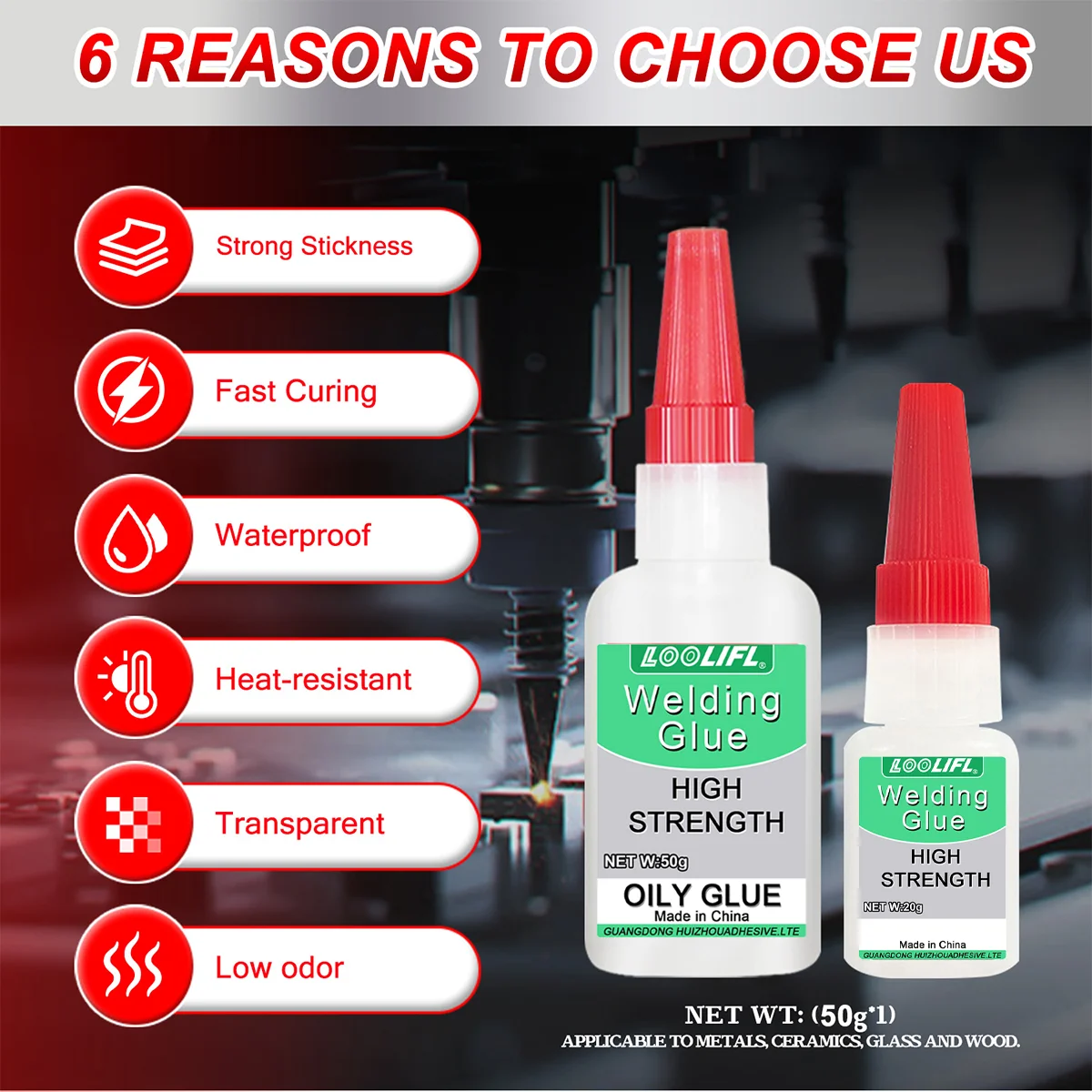 Loolifl50G High-Strength Oil-Based Welding Glue - Universal Oil-Based Welding Glue Suitable for Resin, Ceramics, Metal, Glass, Plastic, and Wood, Equipped with a Dispensing Device. image 4