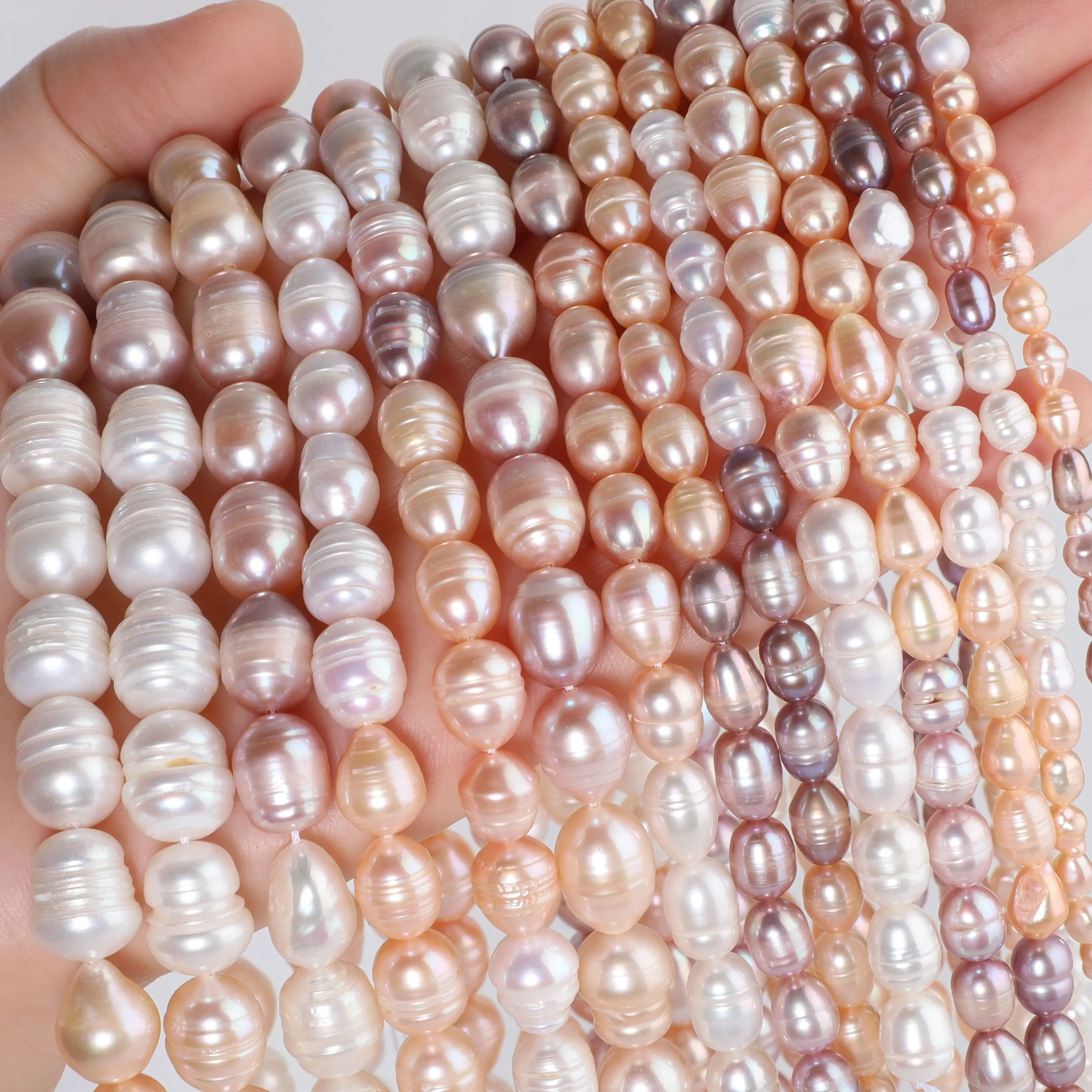 4-5/5-6/6-7/7-8/8-9/9-10/10-11mm Multicolor Pearl Shell Rice Shape Beads for Jewelry Making DIY Earrings Necklace Pendant