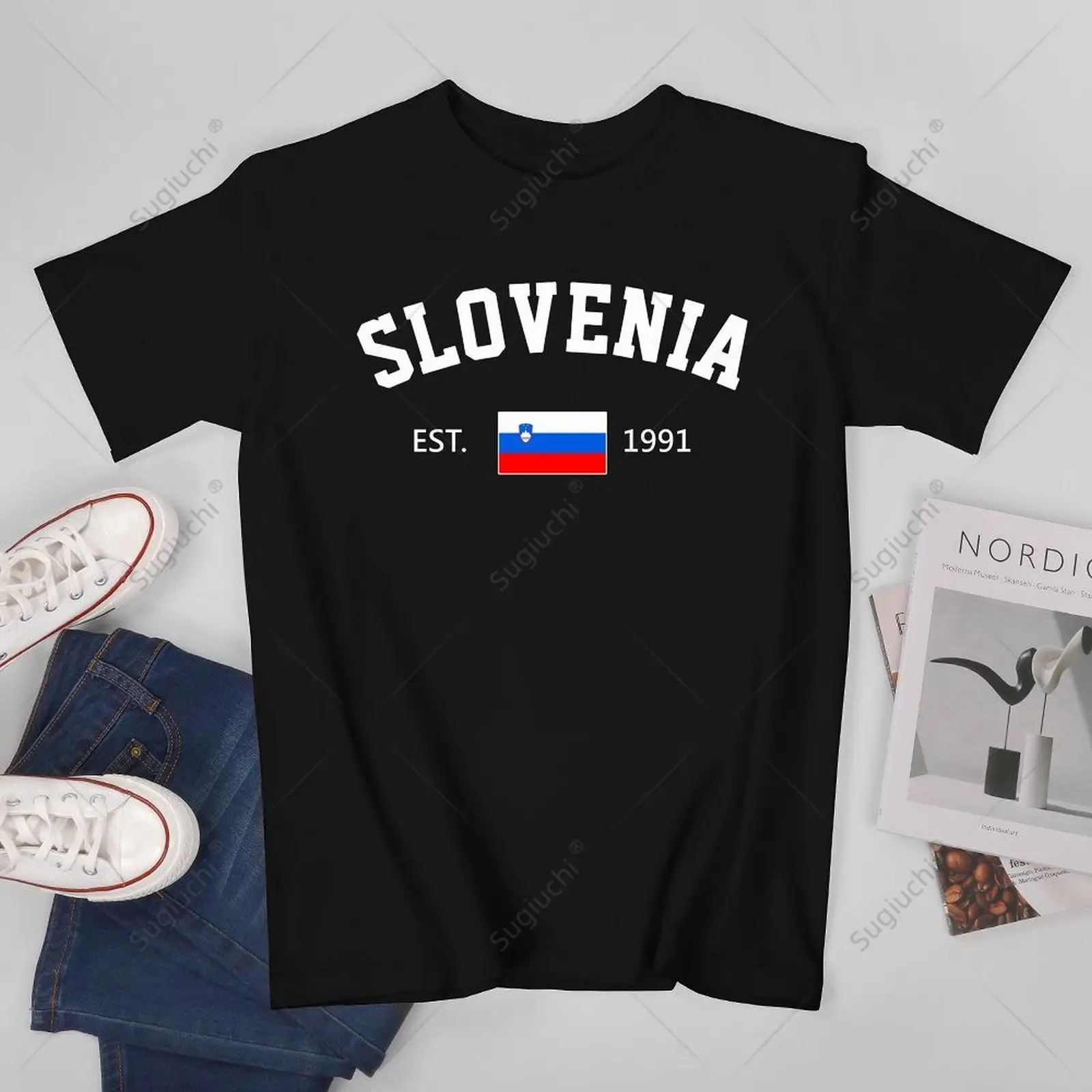 Unisex Men Slovenia EST.1991 Independence Day Tshirt Tees T Shirts Women Boys 100% Cotton T-Shirt