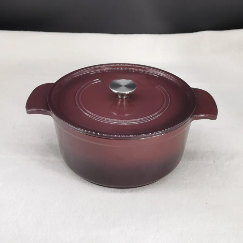 24cm Cast Iron Enameled Casserole Stew Pot Steamed Rice Cookware