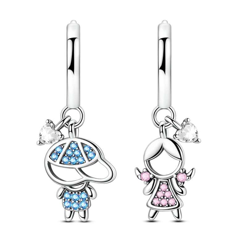 

925 Sterling Silver Earrings Women Childlike Boys and Girls Heart Shaped Drop Earring For Anniversary Wedding Jewelry Gifts