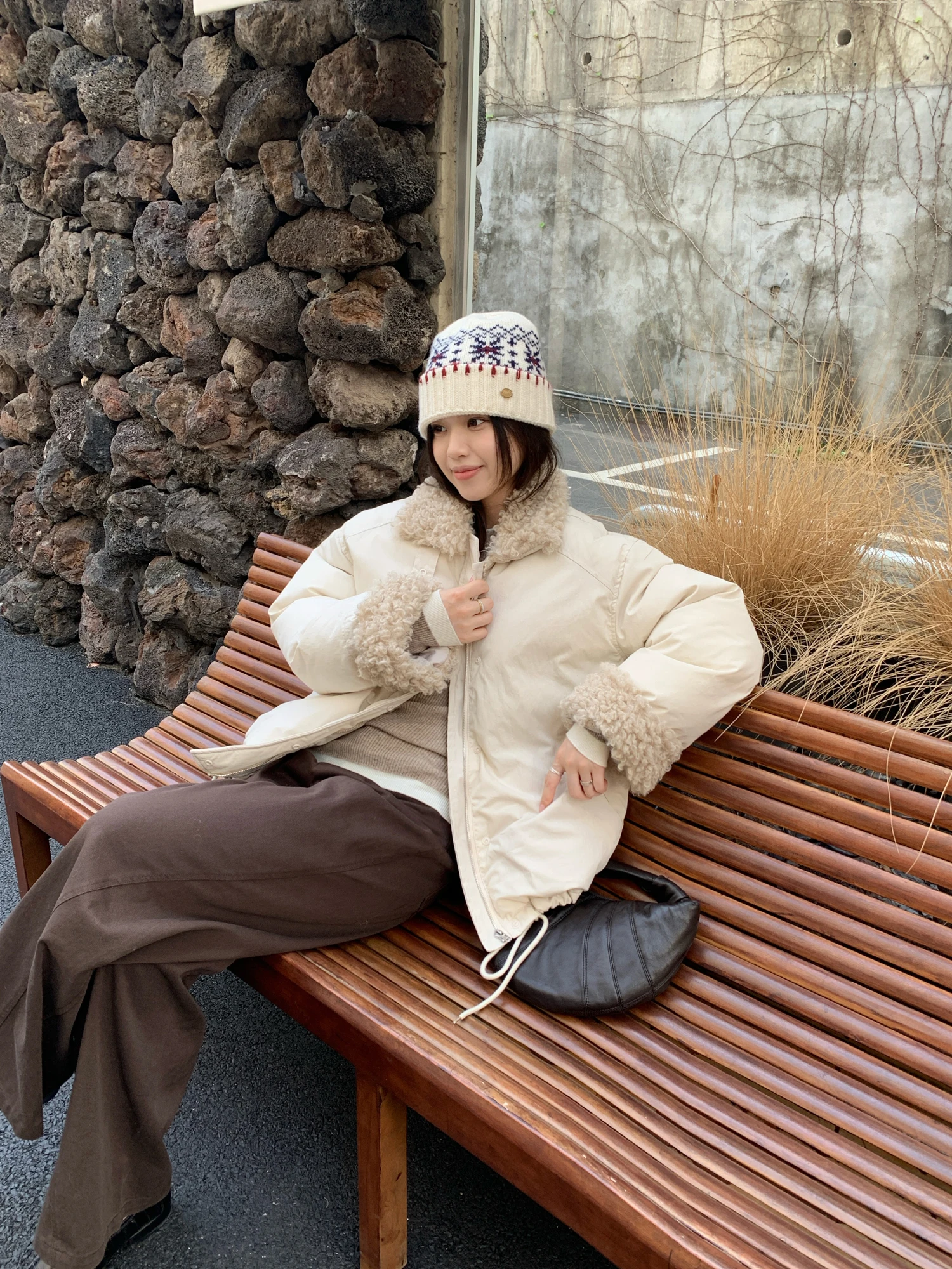 3 couleurs SML coréen automne et hiver 2026 mode ample col montant fourrure épaisse veste décontracté chaud manteau veste femme (XY1463)