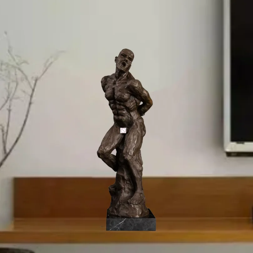 

QW-526 Abstract Famous Art Bronze Sculpture Nude Man Body Art Statue art decor bronze man shout Figurines