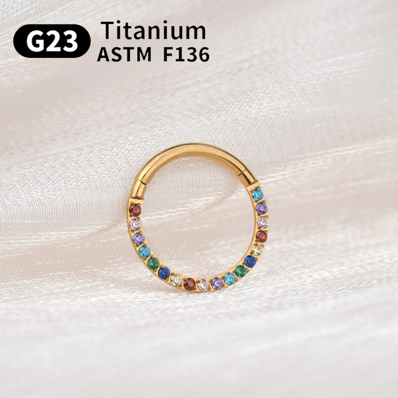 1/10 Stück G23 Titan Nasenring für Frauen Kleines Nasenseptum Knorpel Hoop Ohrring Piercing 16 Gramm vorne eingelegtes CZ-Scharnier – Detail 10