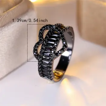 טבעות אירוסין מבטיחות אהבה לנשים, תכשיטי חתונה עם אבן זירקון שחורה יוקרתית 8 best sales זירקון שחור - №8