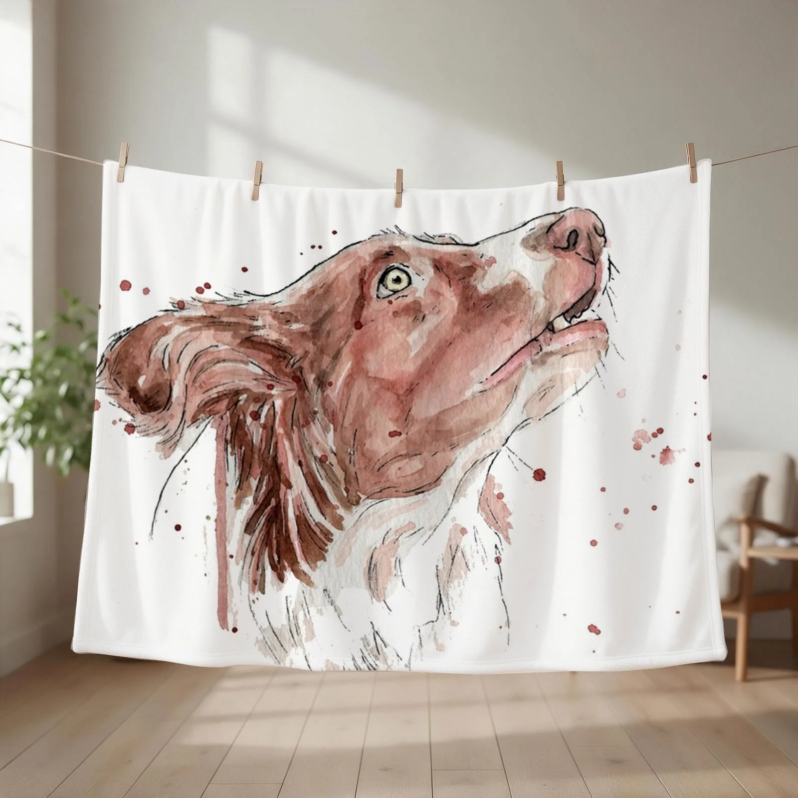 Australian Shepherd | Pet Portrait | Illustration Throw Blanket couch cozy soft plush fuzzy picnic outdoor blanket