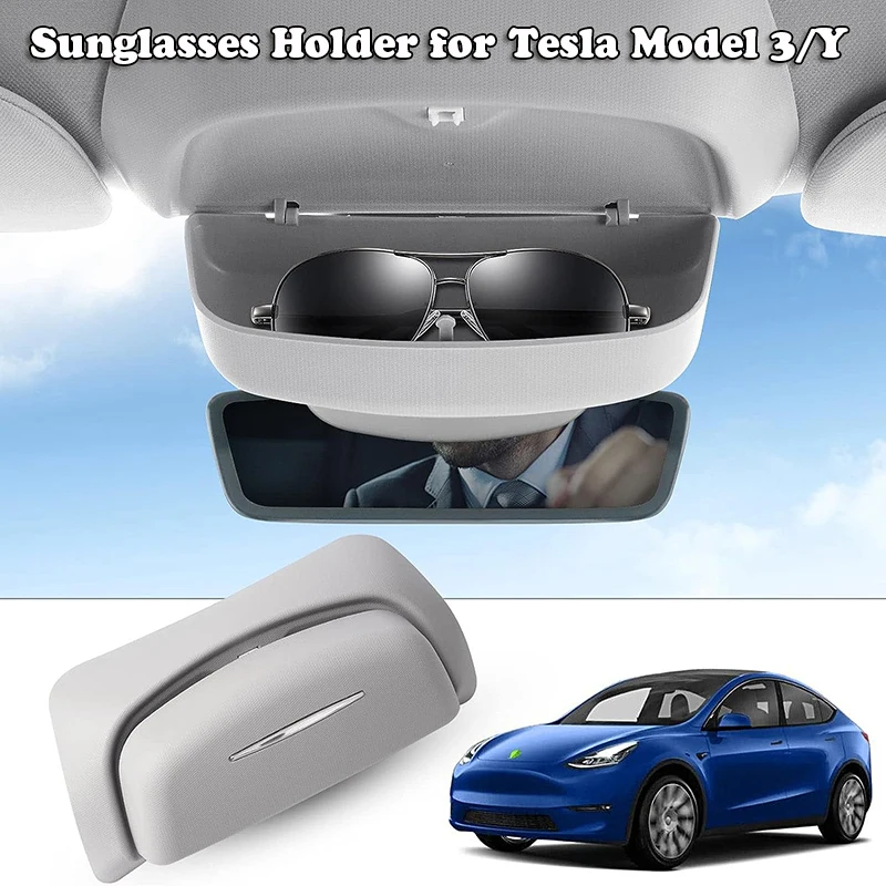 ABS Sunglasses Case Glasses Storage Box Holder for Tesla Model 3/Y Organizer Mount Car Interior Eyeglasses Storage Box on Roof