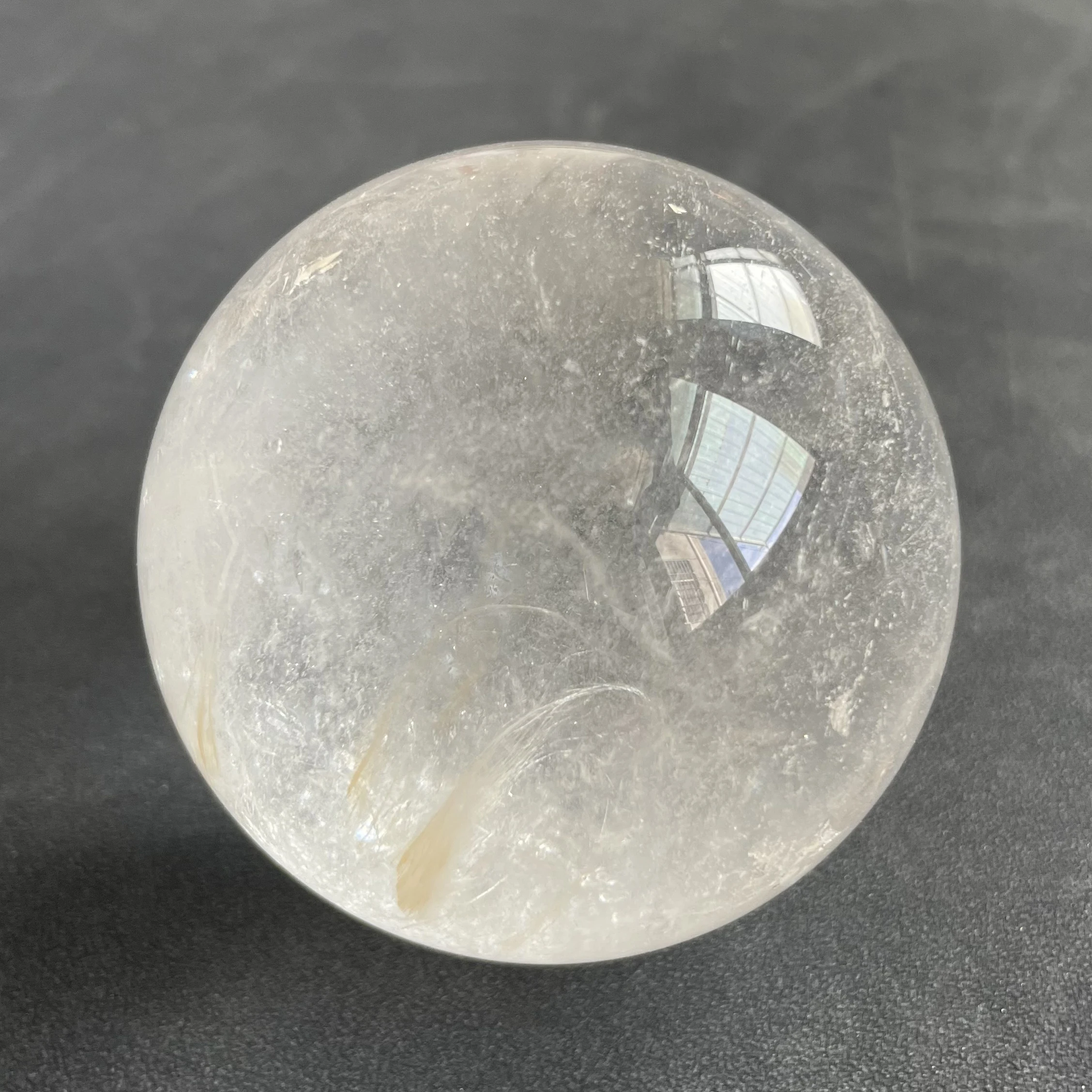 

377g Natural Stone Quartz Rutilated Sphere Polished Rabbit Hair Crystal Ball Decoration Rock Gift Reiki Healing Y1135