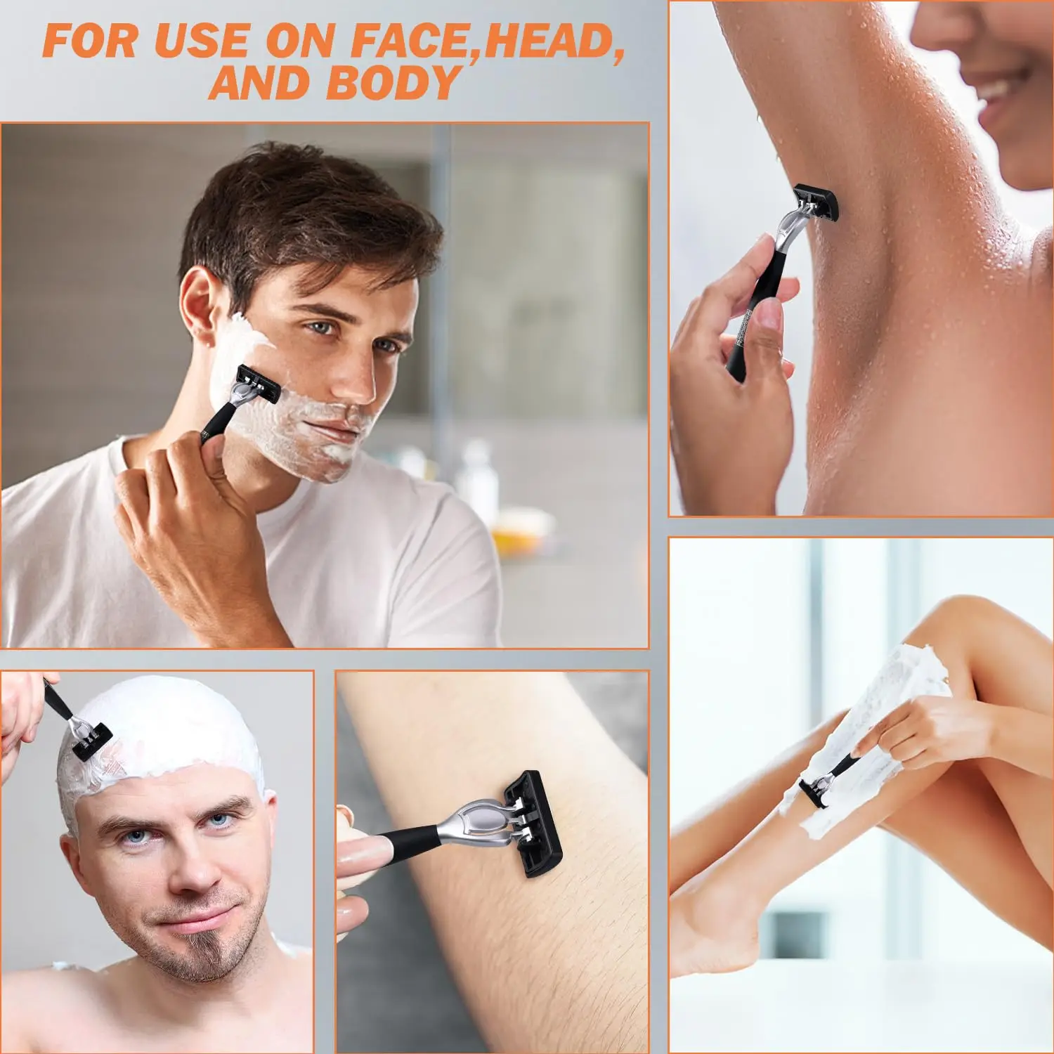 7層シェーバーヘッド手動シェーバー、刃付きシェーバー安全シェービングひげ手動シェーバーセット