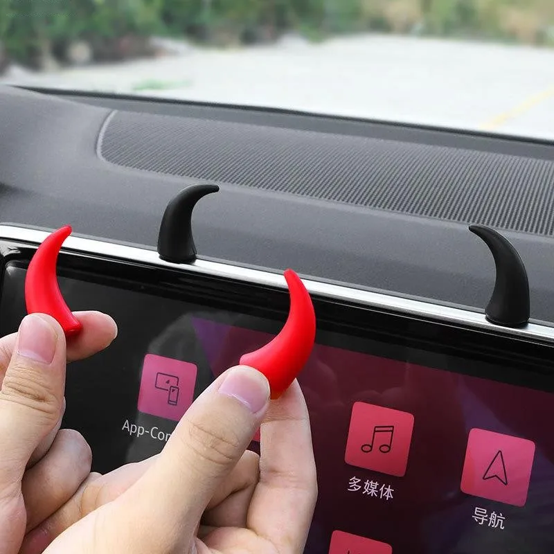 2pcs Car Air Outlet Direction Cute Devil Horns Creative Car Decorations Tachometer Steering Wheel Creative Trinkets Car Interior