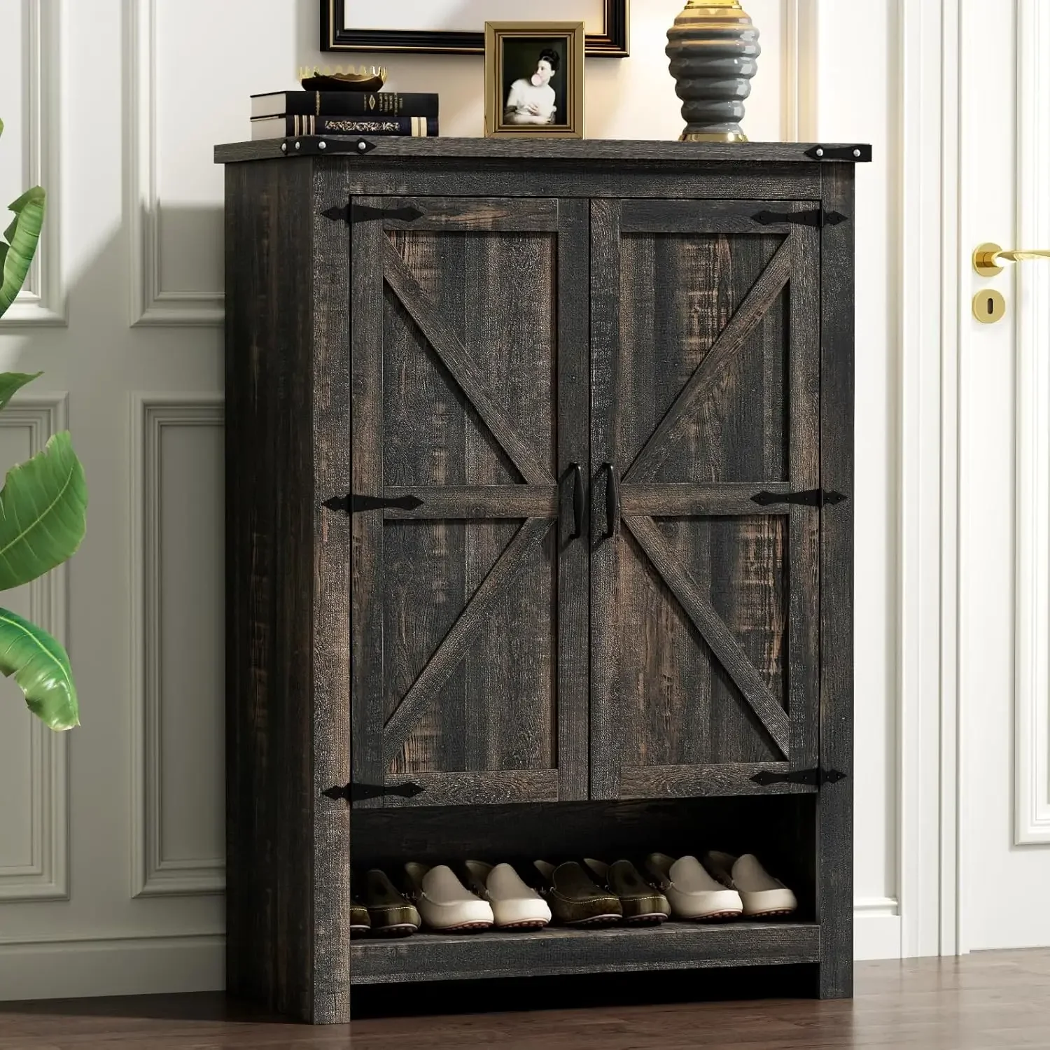 [Цена со скидкой, горячая распродажа! ]Шкаф для обуви с дверцами, 7-уровневый 28-парный шкаф для хранения обуви для прихожей, скрытый узкий шкаф для обуви