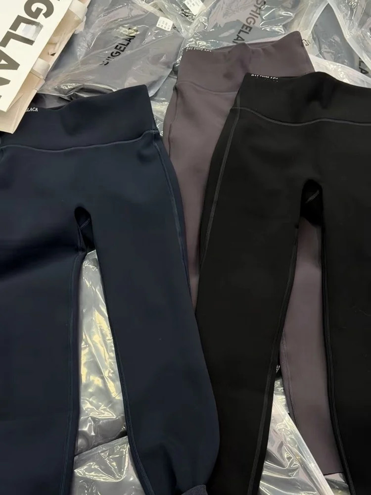 Thiened Fce 요가 바지 하이 웨이스트 나인 포인트 캐주얼 코튼 보팅 바지 슬리밍 효과 GGAO Poem Lan 2589