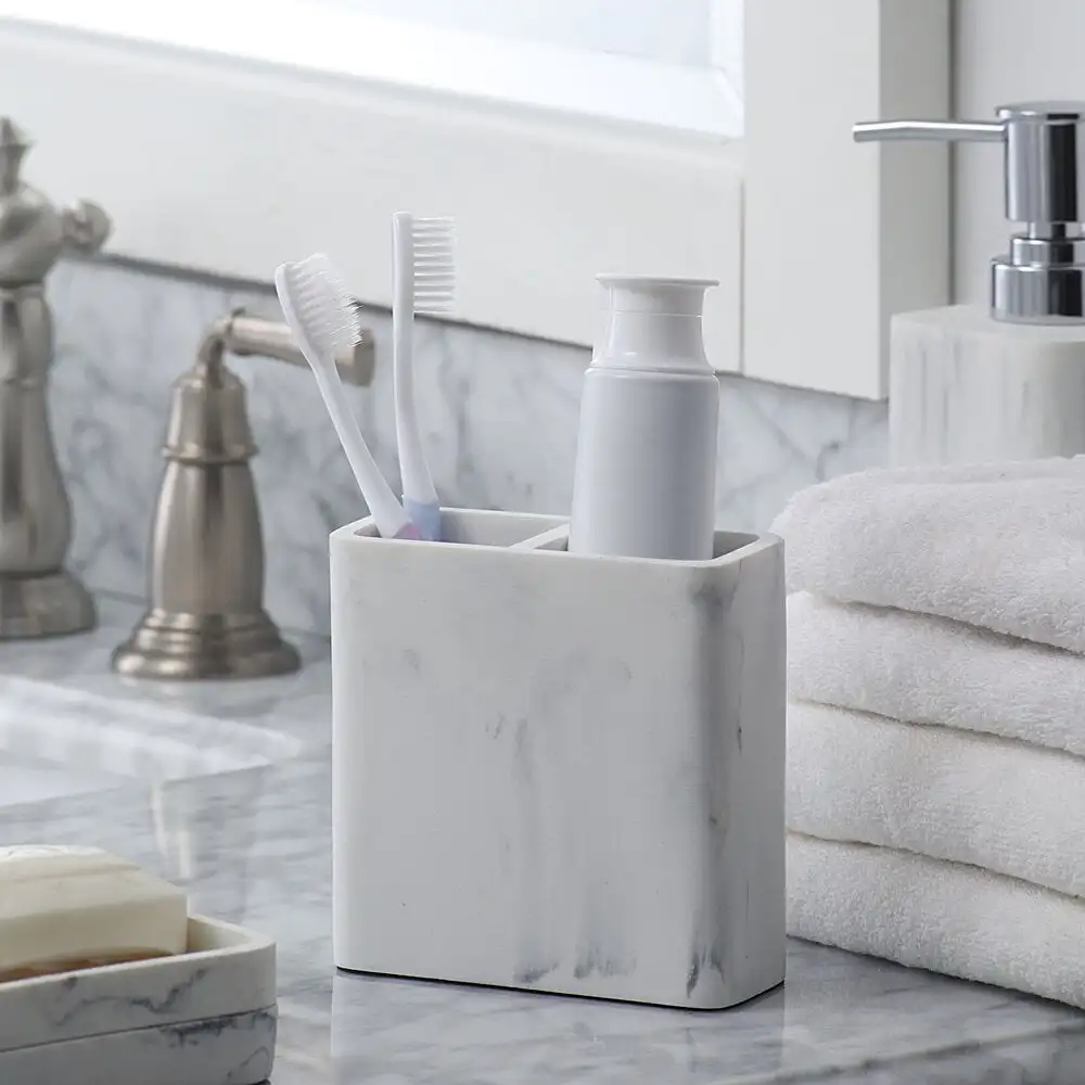 Better Homes & Gardens Faux Marble Toothbrush Holder, White