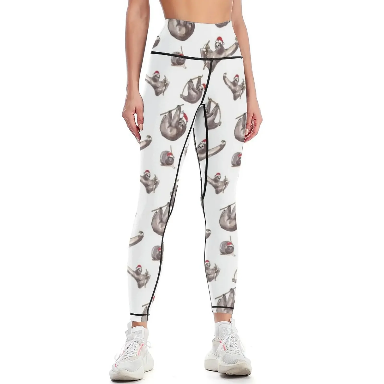 

Christmas Sloths with Santa Hats Leggings legging gym gym sportswear woman gym top active wear Womens Leggings