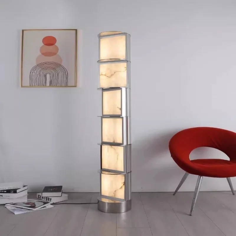 

New floor lamp, rotating high-end luxury stainless steel decorative marble floor lamp, hotel lobby living room