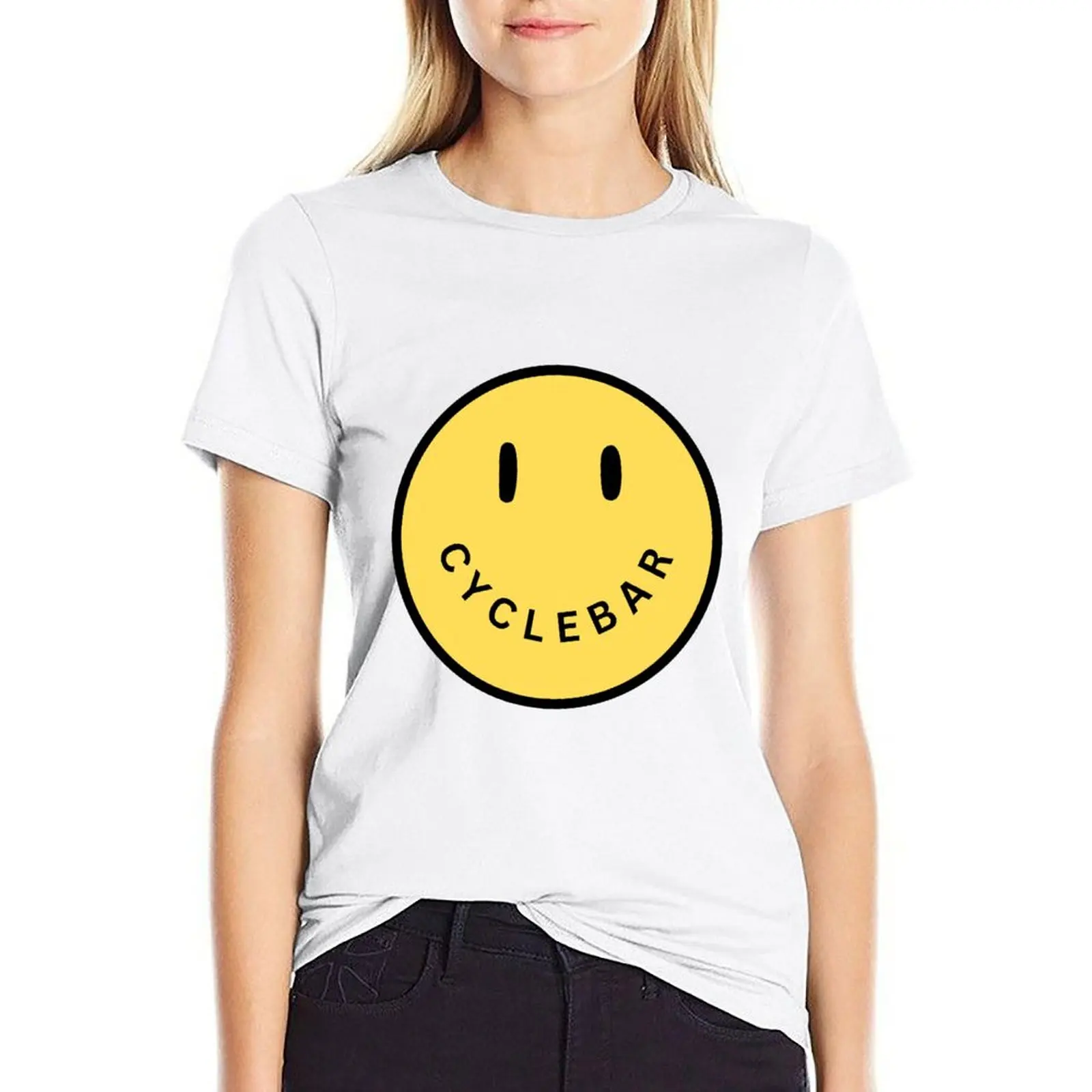 

cyclebar smile T-shirt oversized cute tops cute clothes plus size t shirts for Women loose fit