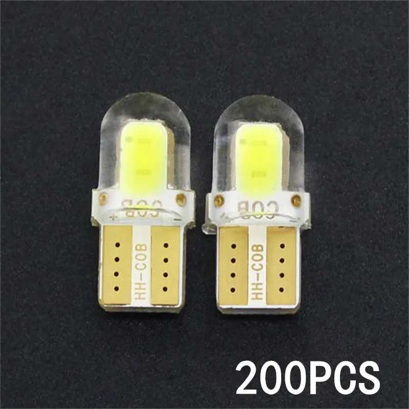 5-200PCS LED License Plate Light Bulbs W5W T10 COB 4SMD Canbus Compatible White Auto Parking Clearance Lamp Bright Silica Wedge