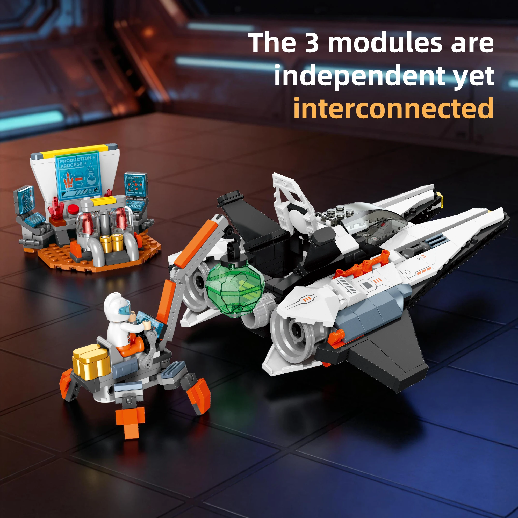 Deep Space Mining Crew Raumschiff Roboter Basisstation Bausteine Sci-Fi Astronauten-Bergbau-Set MOC Modell Spielzeug Geschenk für Kinder