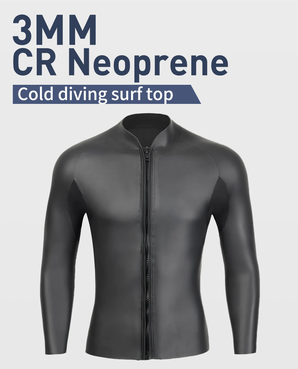 3MM CR Neoprene Wetsuit Men Top Suit Glue Bonding High Elastic Surfing Winter Swim Snorkeling Quick-drying UV Protection Suit