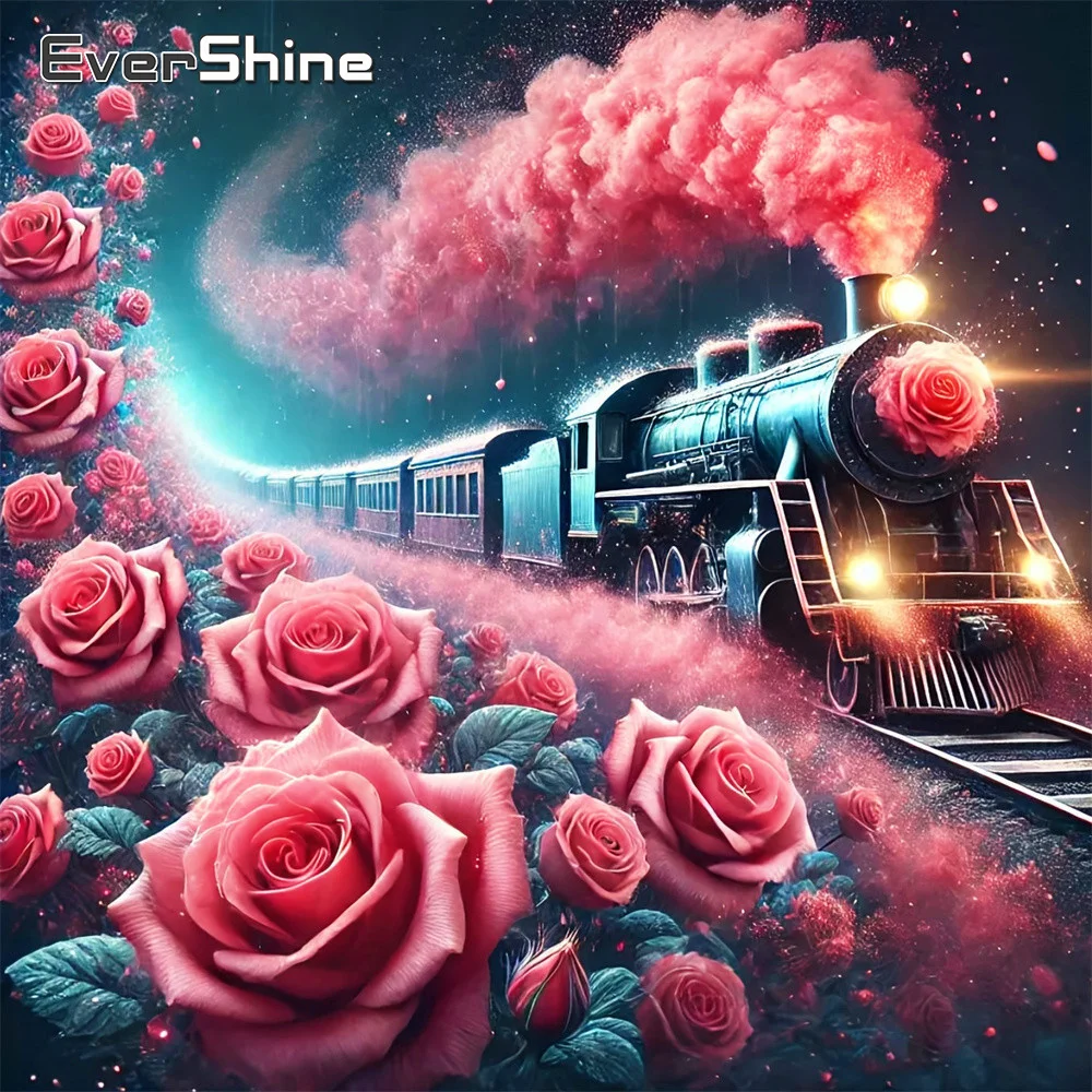 Evershine Diamant-Mosaik Rosenblüten Vollbohr-Gemälde Landschaftsbild aus Strass-Stickerei für Heimdekoration