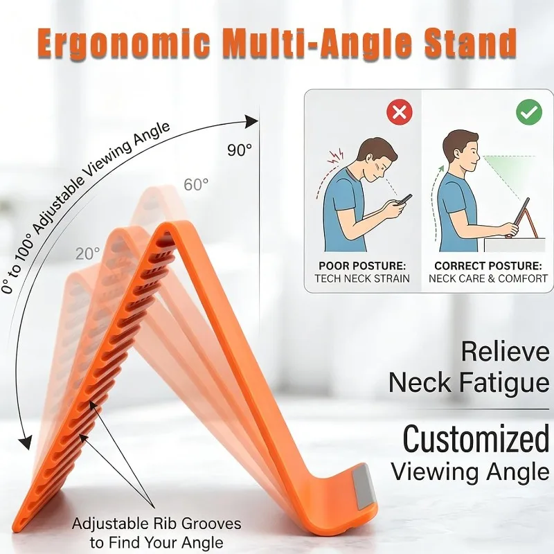 Imagen 5: Soporte de silicona plegable y flexible para teléfono, soporte de escritorio portátil ajustable de múltiples ángulos para iPhone, iPad, portátil, tableta, hogar y oficina
