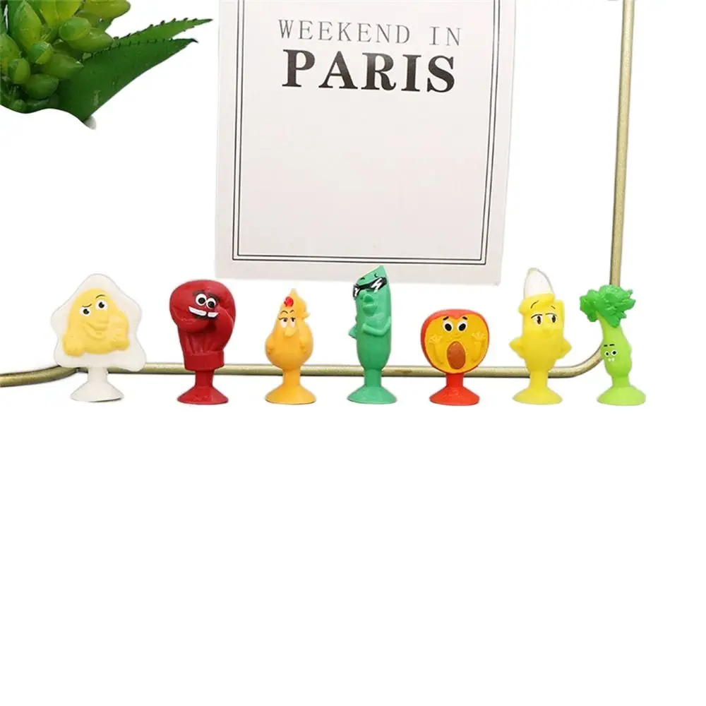 Fruit Minifigure Mini Sucker Dolls Action Figure Cartoon Vegetable Sucker Toys Silicone Soft Suction Cup Puppets Child Gift