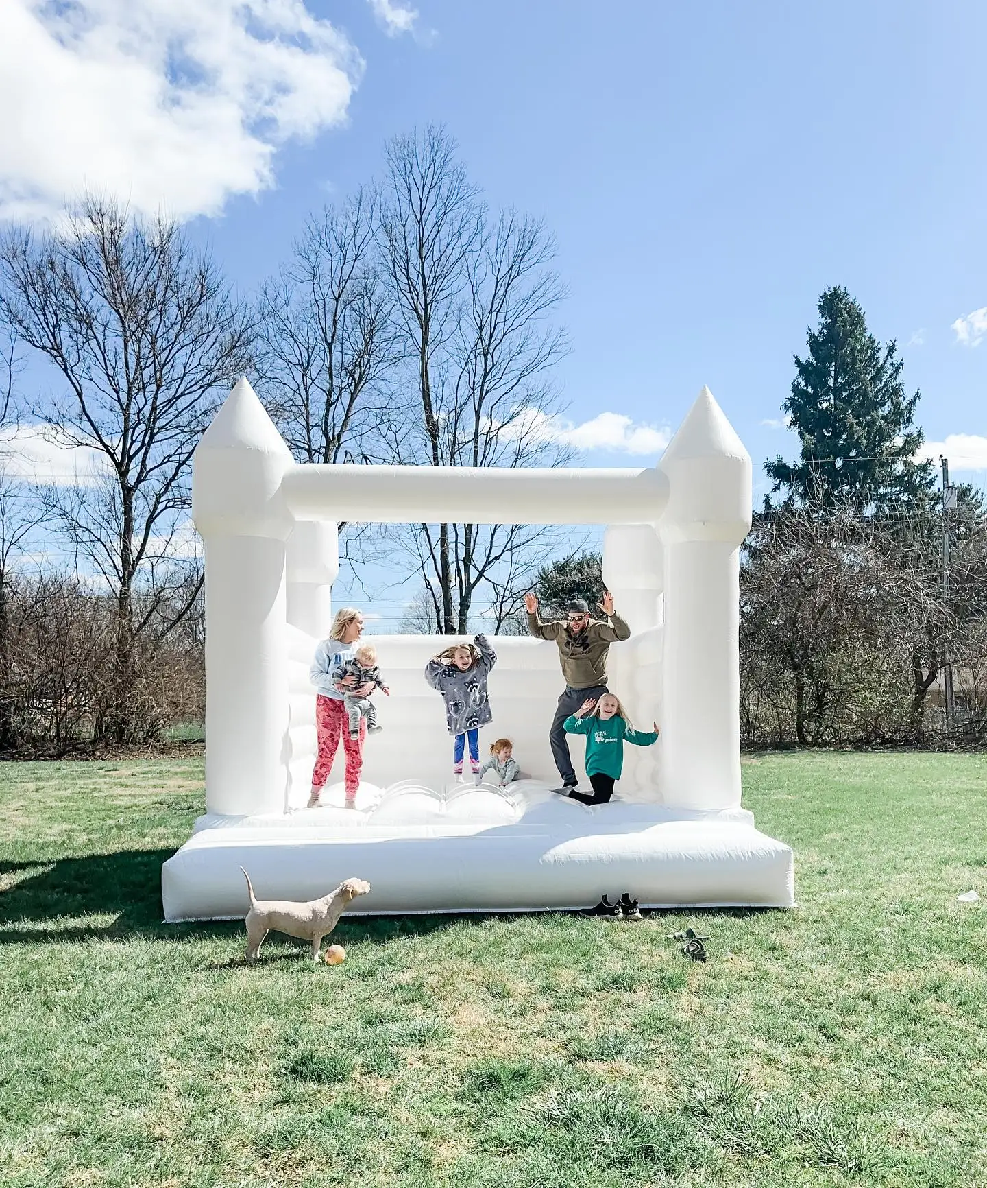 Castello gonfiabile gonfiabile del PVC della casa di rimbalzo bianca gonfiabile di riserva degli stati uniti/casa di rimbalzo della luna/maglione del buttafuori di nozze della festa di personalizzazione