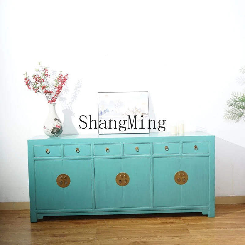 

ZYY Chinese solid wood antique porch cabinet rack living room storage retro gold-painted decorative cabinet