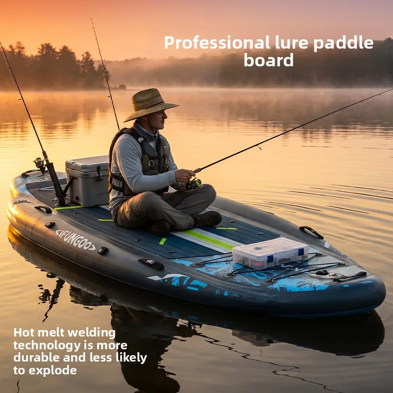 Double pontoon paddle board three-air chamber fishing boat, heat-sealing widened Luya board water fishing table