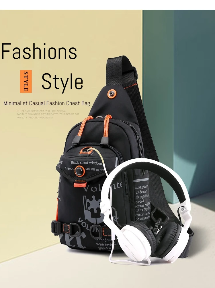 

New Men's Chest Bag Shoulder Bag Crossbody Bag Multifunctional Small Backpack Letter Tide Casual Fashion Tide Cool Men's Bag
