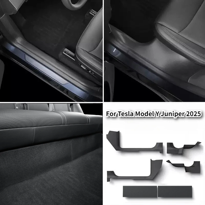 For Tesla Model Y Juniper 2025 Rear Door Sill Protection Strip Model Y Launch Front Seat Anti-kick Pad Mats Car Mat Accessories