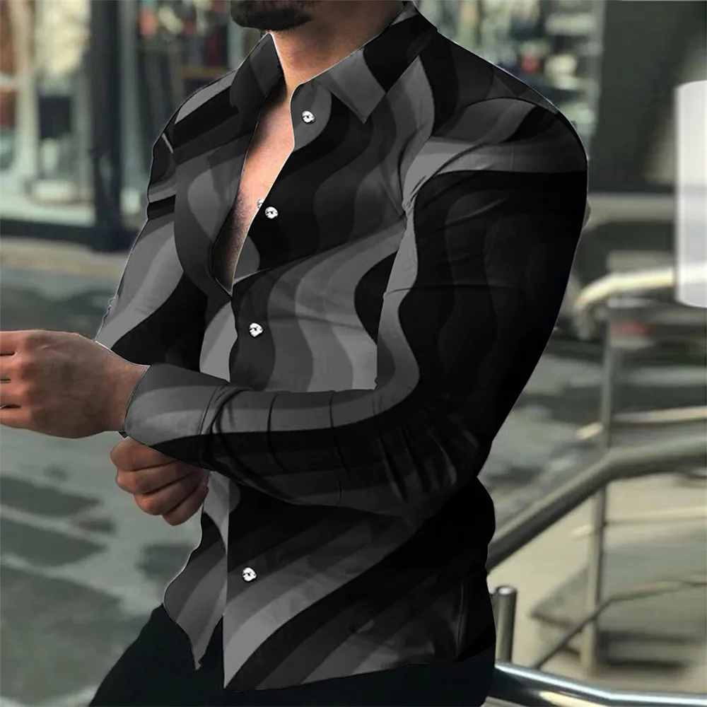 

Men's High Quality Luxury Prom Fashion Social Flower Print Single breasted Costume Designer Long Sleeve Men's Shirt Top