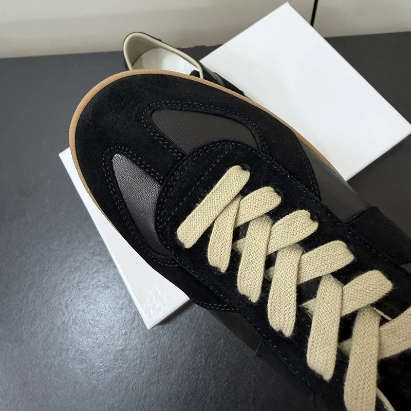 High-Quality Handmade Genuine Leather Retro White Sports Shoes Unisex German Training Shoes Luxury Soft Flat Casual WalkingShoes image 5