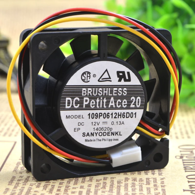 New Cooler Fan For SANYO 109P0612H6D01 12V 0.13A 3-wire Cooling Fan 60x60x20mm