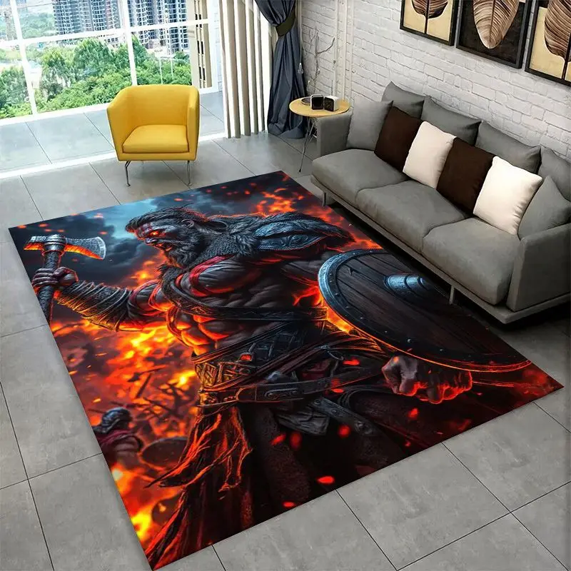 Viking Totem Nordic Rune Valhalla Vegvisir Odin Large Area Rug Non-slip Carpet for Bedroom Living Room Sofa Doormat Floor Mat
