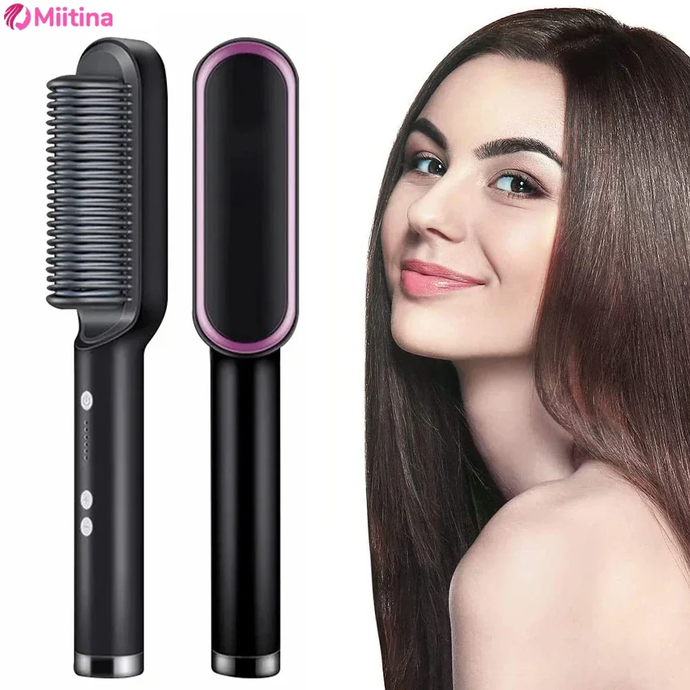 Electric Hair Straightener Professional Quick Heated Electric Hot Comb Hair Mini Comb Personal Care Air Comb Straightening Dryer