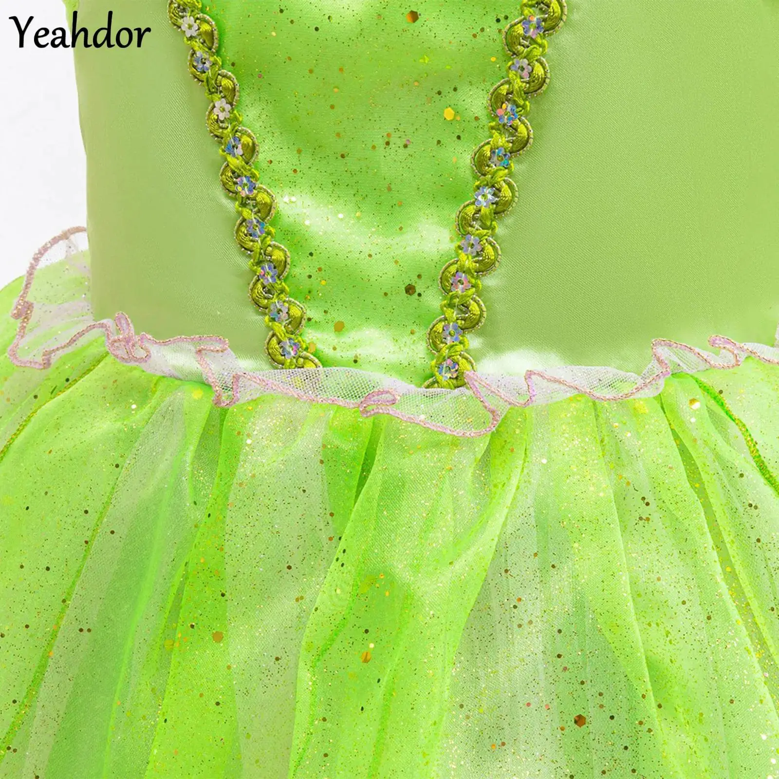 

Halloween Fairy Princess Cosplay Costume for Girls Fancy Green Eif Dress Carnivals Ball Gown Sleeveless Ruched Ballet Tutu Dress