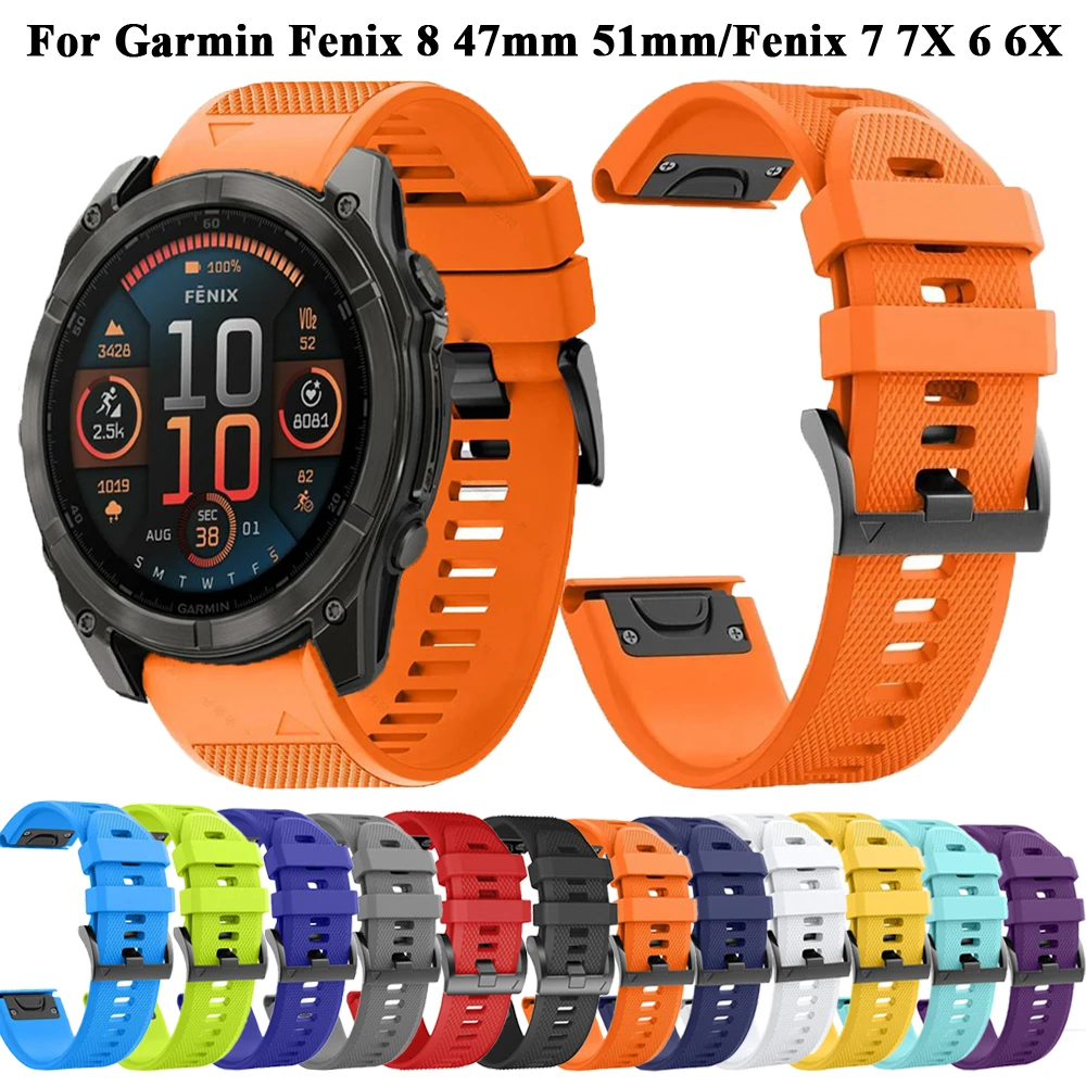 QuickFit 22mm 26mm Silicone Smart Watch Band for Garmin Fenix 8 47mm 51mm Bracelet Fenix 7 7X 6 6X Pro 5 5X Plus Wrist Strap