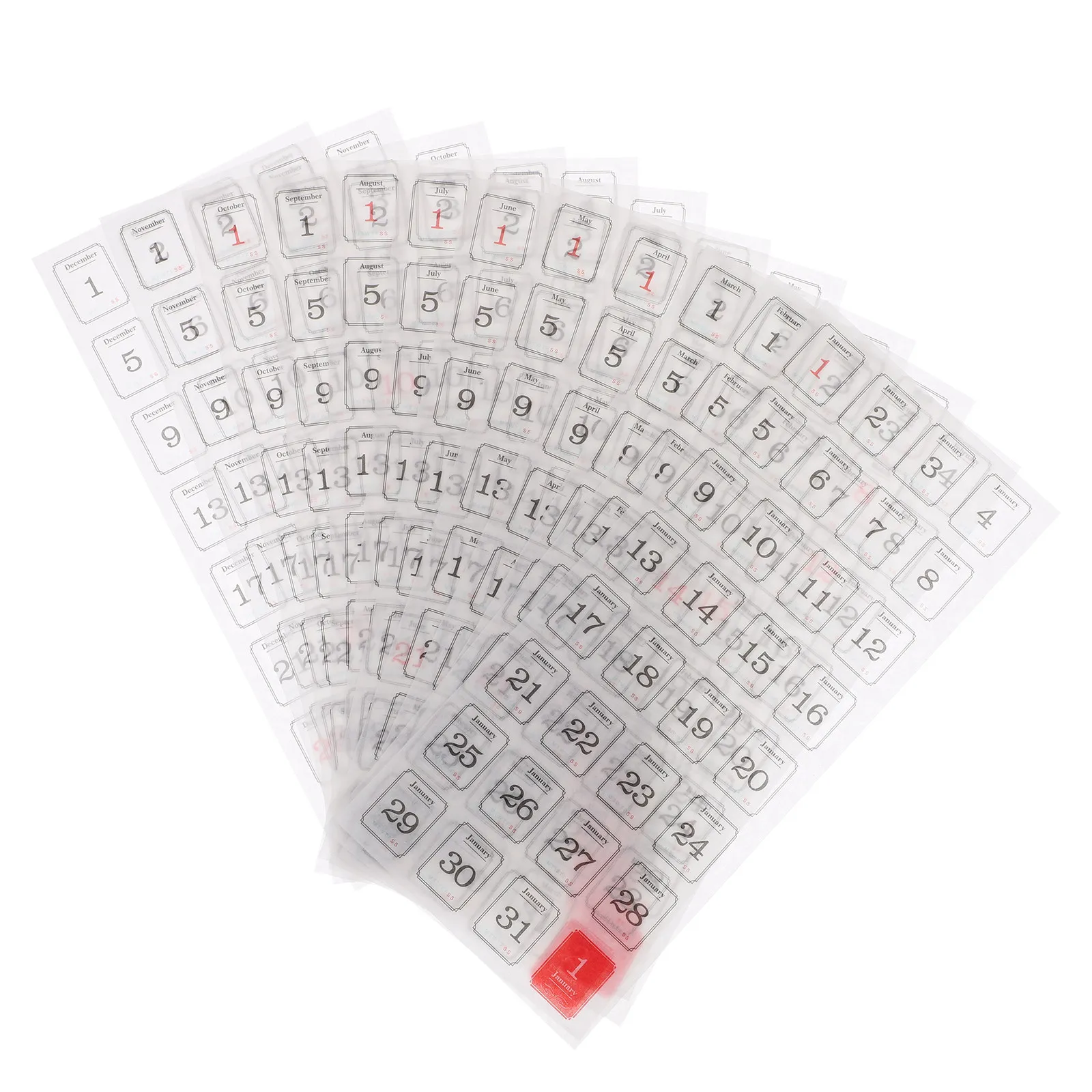 

1Set Colored Date Stickers Self-Adhesive Calendar Labels for Notebook Handbooks Planning Tracker Tabs Creative Stationery