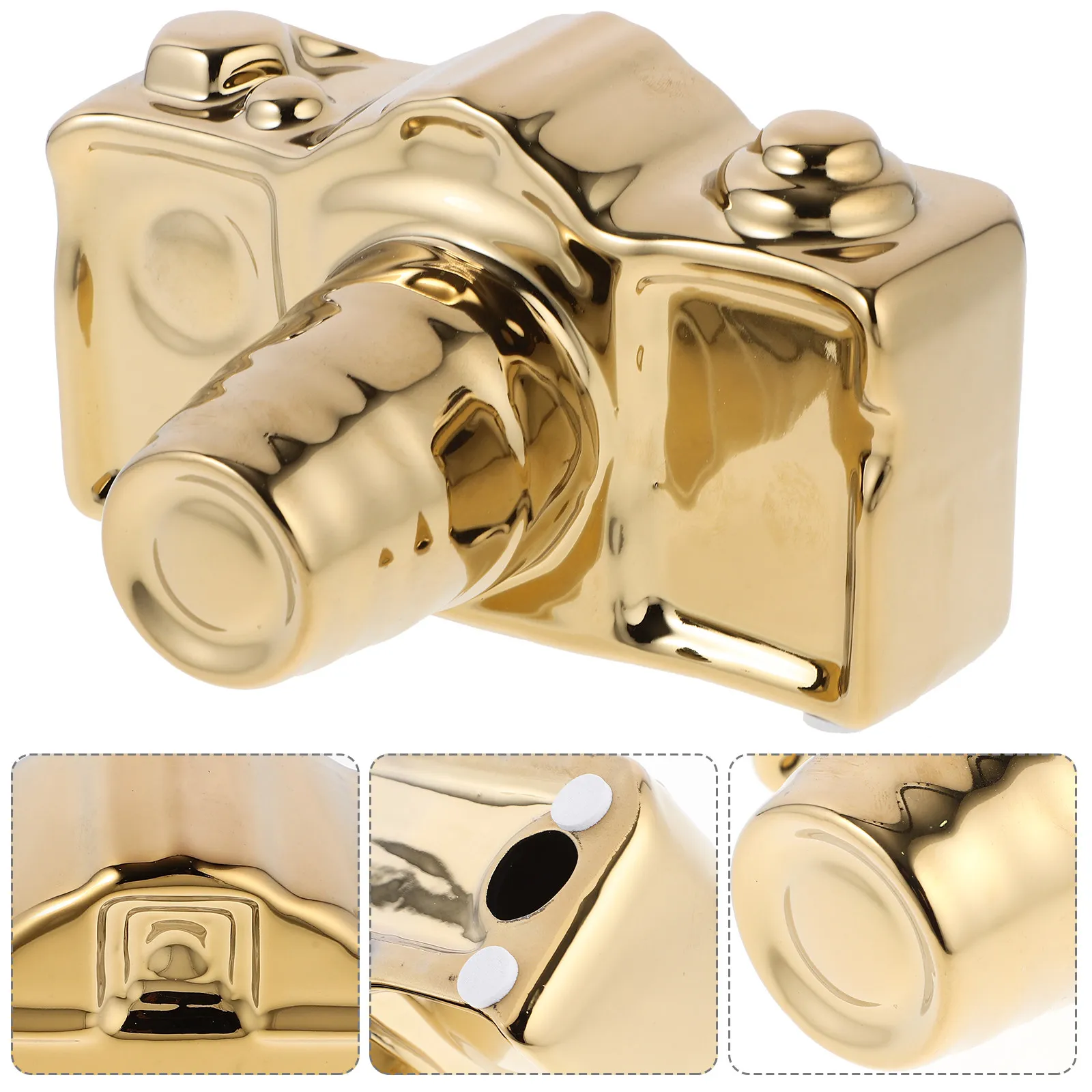 

Керамическая настольная статуэтка-камера, золотая, декоративное изделие, украшение для рабочего стола, домашний декор, подарок для отдыха, украшение для рабочего стола