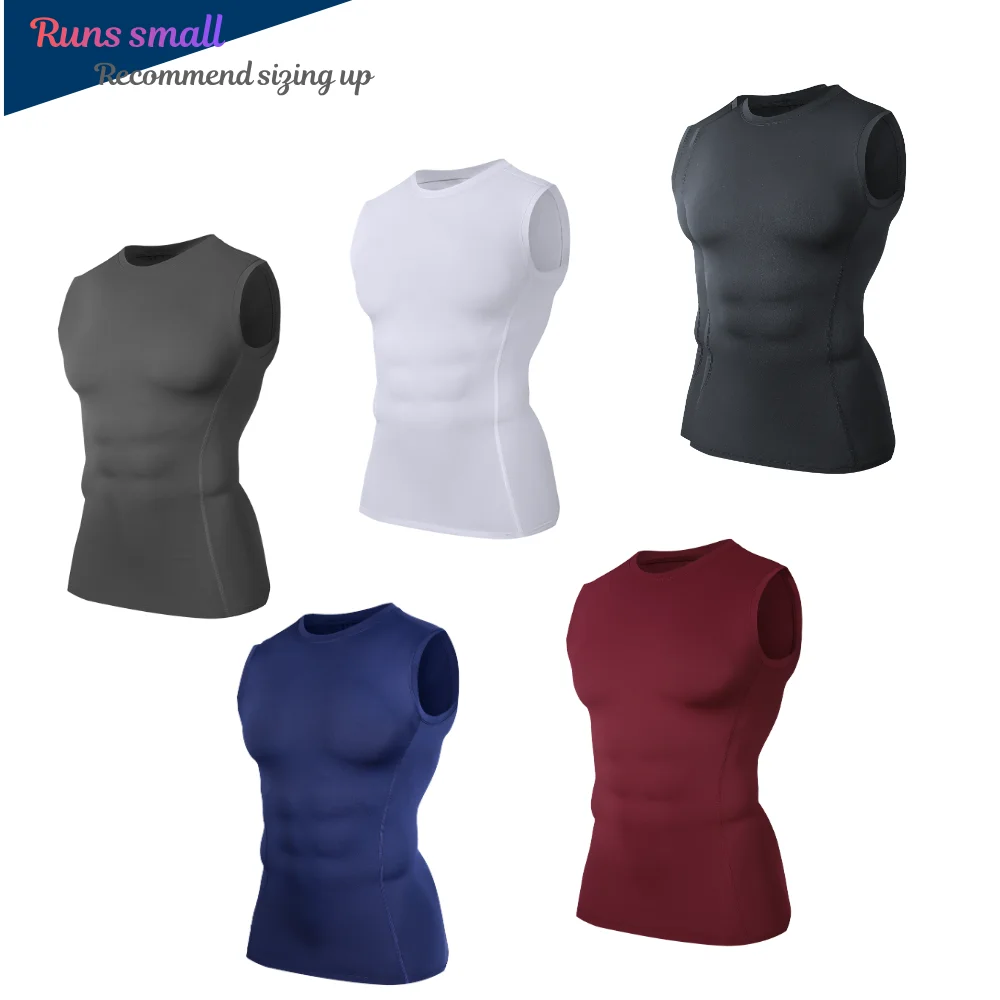 Men's Sleeveless Compression Vest Tight Fit Quick Dry Breathable Moisture Wicking Summer Gym Fitness Sports Tank Top