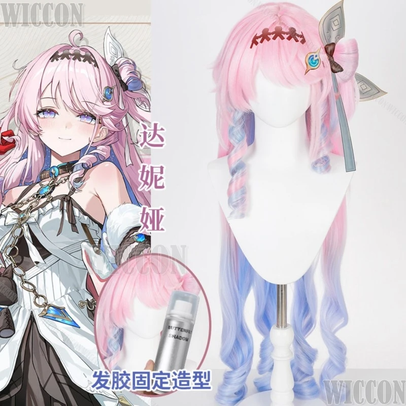 WuWa New Role Denia Game Wuthering Waves Cosplay Cute Loli Costume White Pink Dress Lolita Pink Purple Wig Prop Halloween Woman view 5