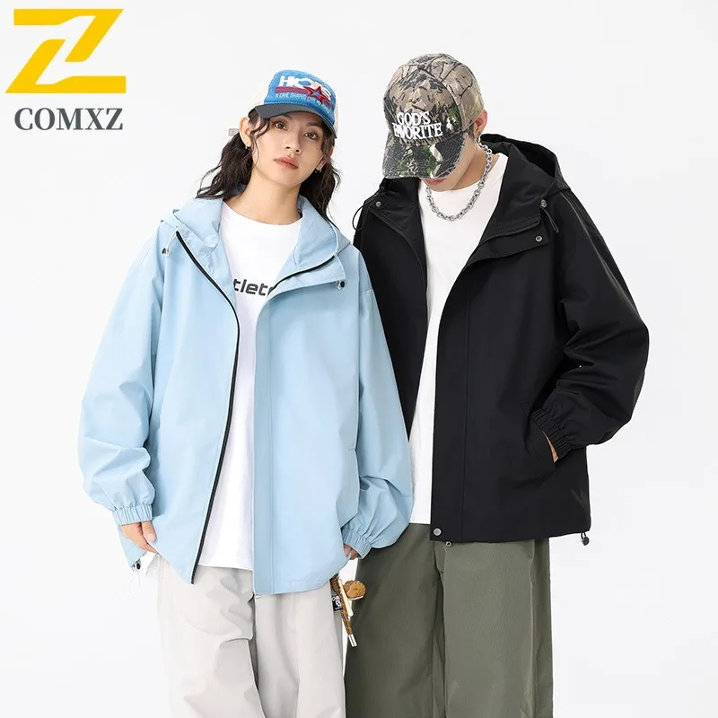 

COMXZ Men Jacket New Scratch Resistant Waterproof Windproof Outdoor Hiking Travel Camping Jacket Solid Color Stormcoat Jacket