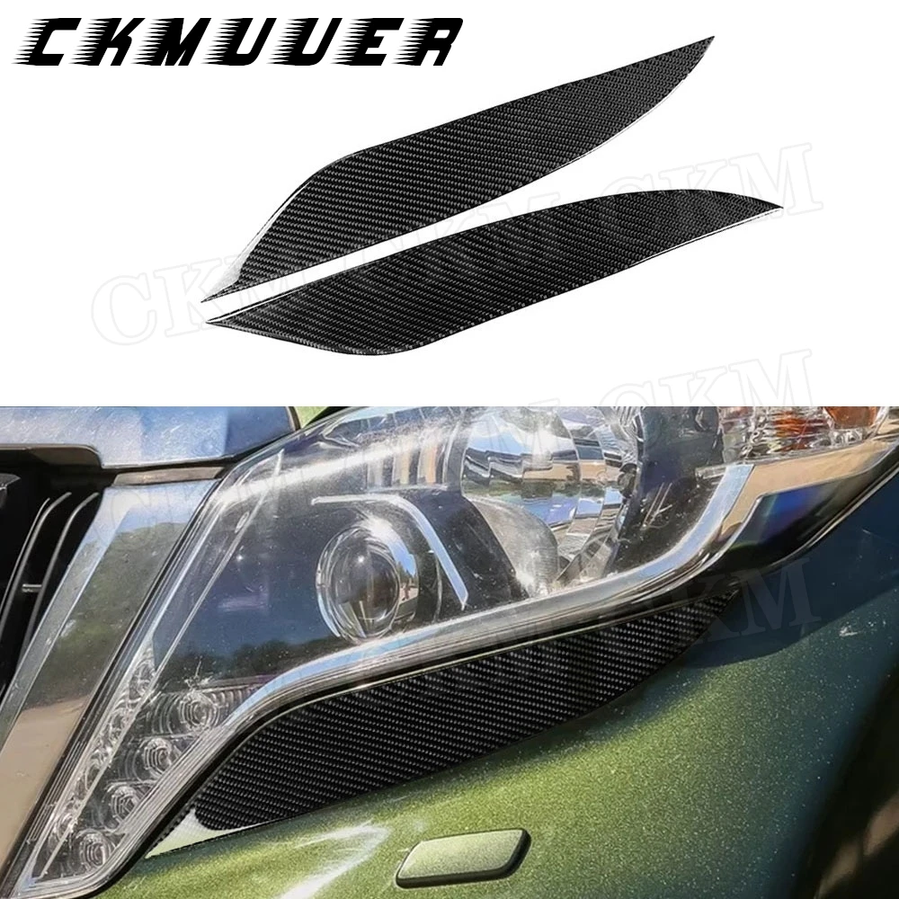 

CKMUUER наружная накладка из углеродного волокна, наклейки на переднюю лампу автомобиля, фары, нижние веки для Toyota Land Cruiser Prado 2014-2017