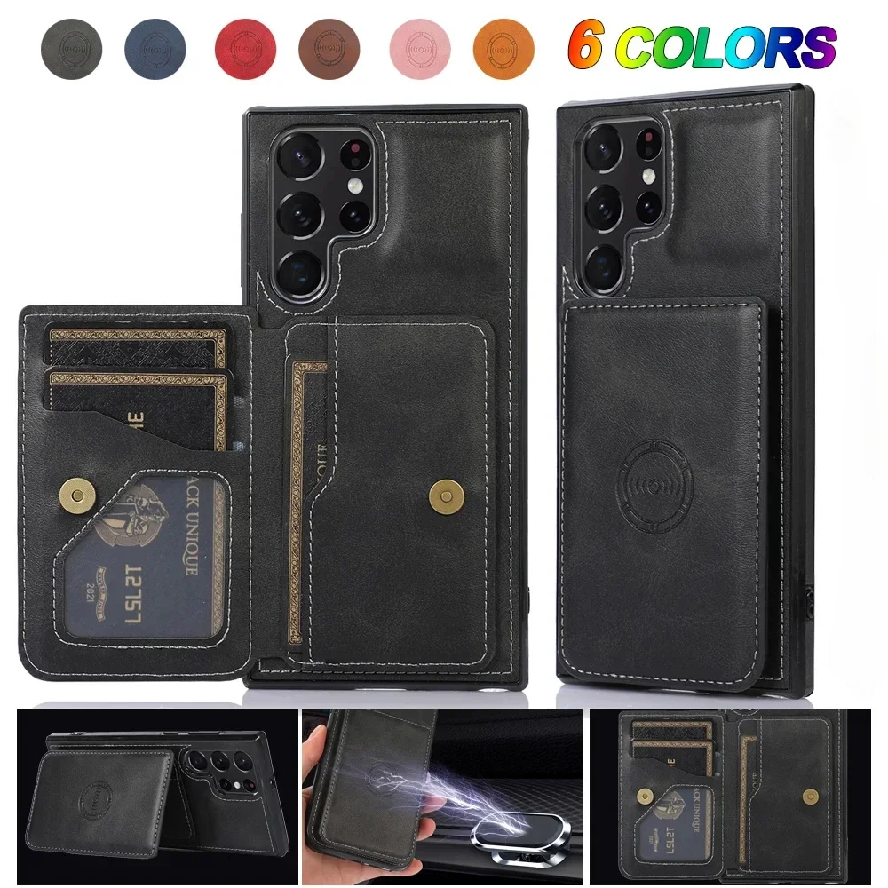 

Magnetic Flip Wallet Phone Case for Samsung Galaxy S24 S23 S22 Plus A53 A25 A15 A33 A24 A34 A54 5G Credit Card Holder Leather