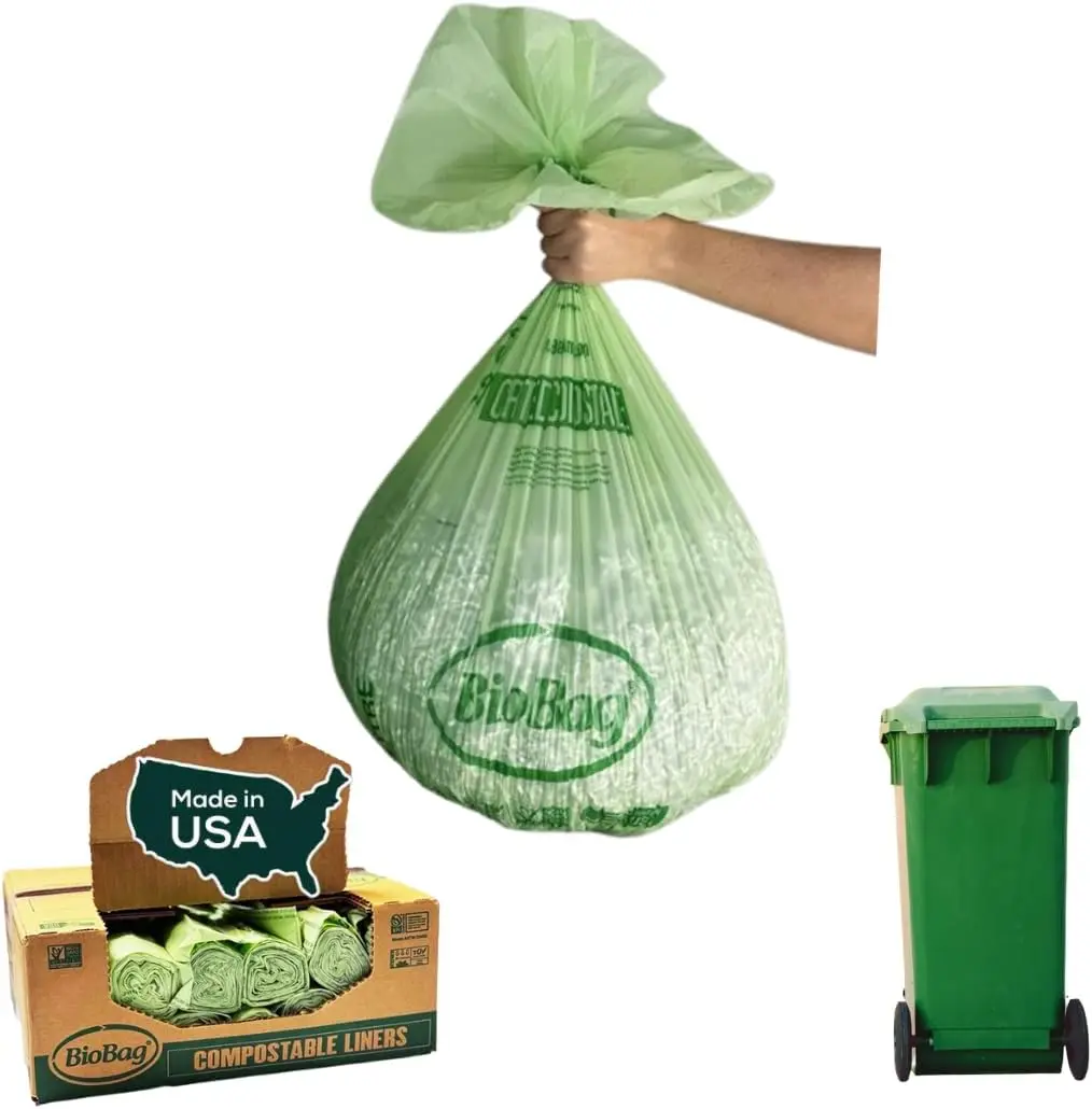 

48 Gallon Compostable Trash Bags, 80 Count, Heavy Duty Liners for Food Waste, Eco Friendly