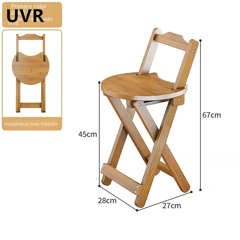 UVR Home Bar Stool Foldable Backrest Chair Bar Salon Front High Stool Makeup Stool Hotel Restaurant Durable Cashier Bar Stools